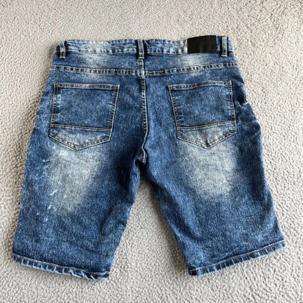 Southpole Shorts Mens 34 Blue Bermuda Denim Jean‎ Slim Ripped Stretch Bike [35] - Picture 2 of 13